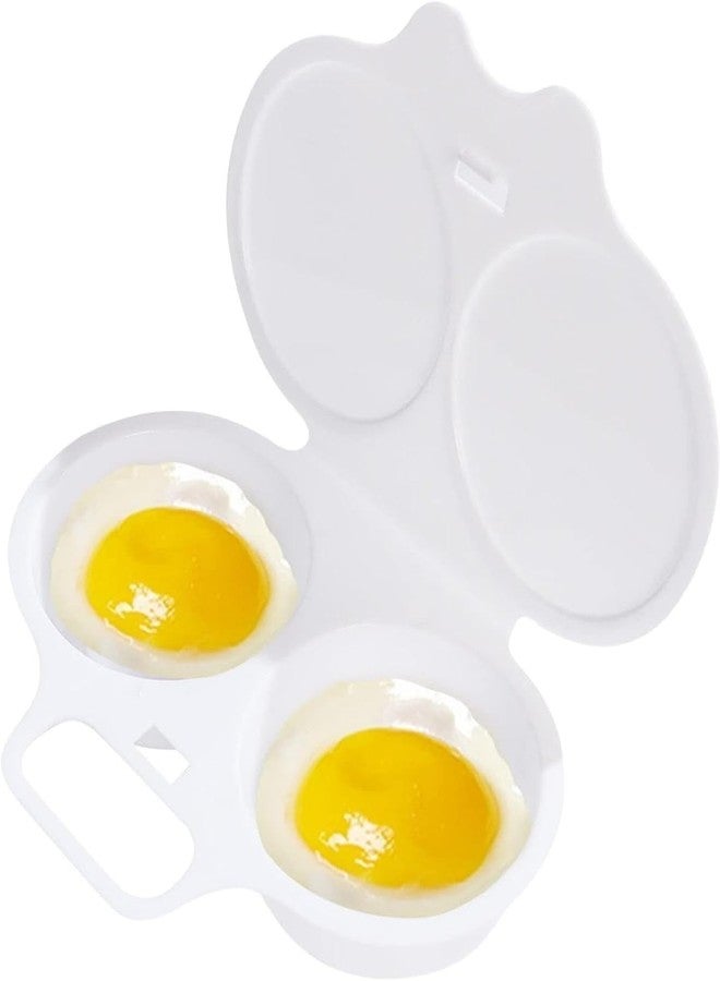 Qintreesify White Egg Poacher, Microwave Egg Boiler Poacher, 2 Cavity Nonstick Poached Egg Maker With Lid, Egg Poacher Microwave Egg Cooker - Image 1